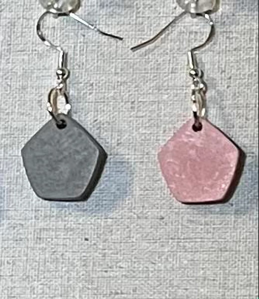 Pentagon Earrings - Blush Rose & Charcoal Grey