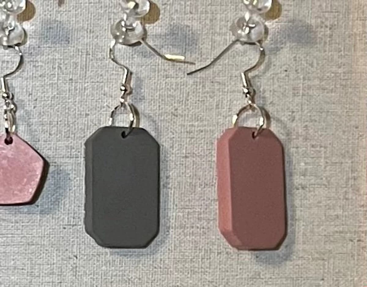 Solid Rectangle Earrings - Blush Rose & Charcoal Grey