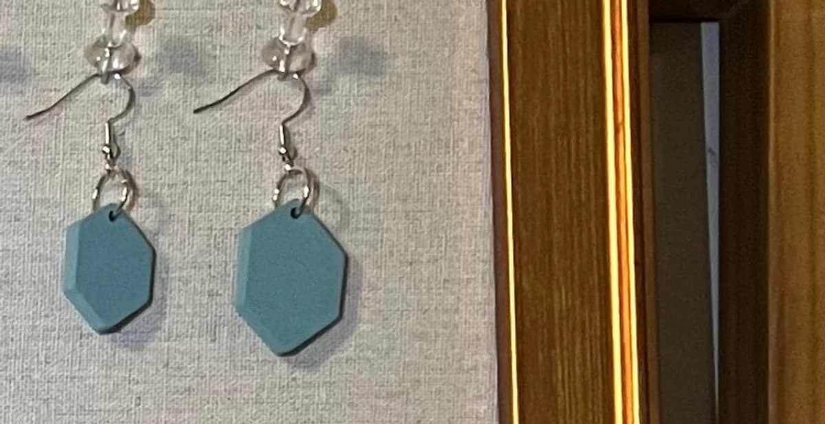 Elongated Hexagon Earrings - Sky Blue