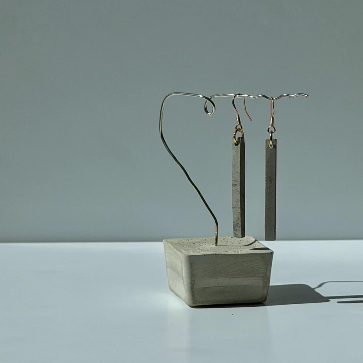 Slim Bar Earrings - Textured Charcoal Grey