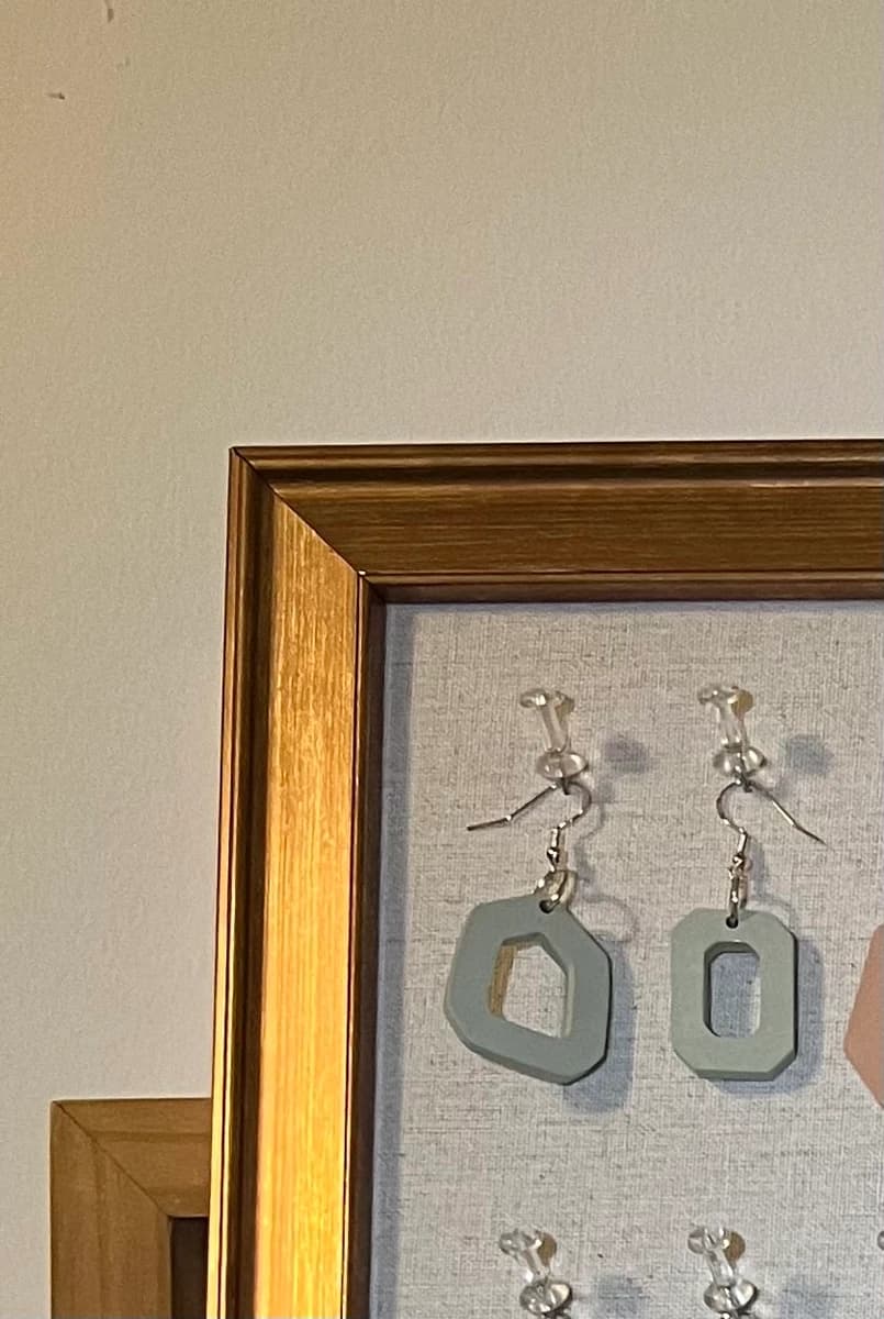 Open Pentagon & Rectangle Mismatched Earrings - Sage Green